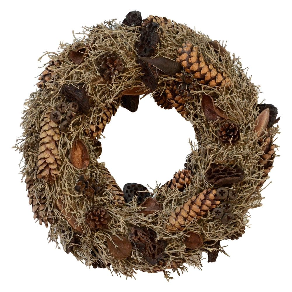 Coroa de flores Vickerman 51 cm de folhagem natural preservada para interior