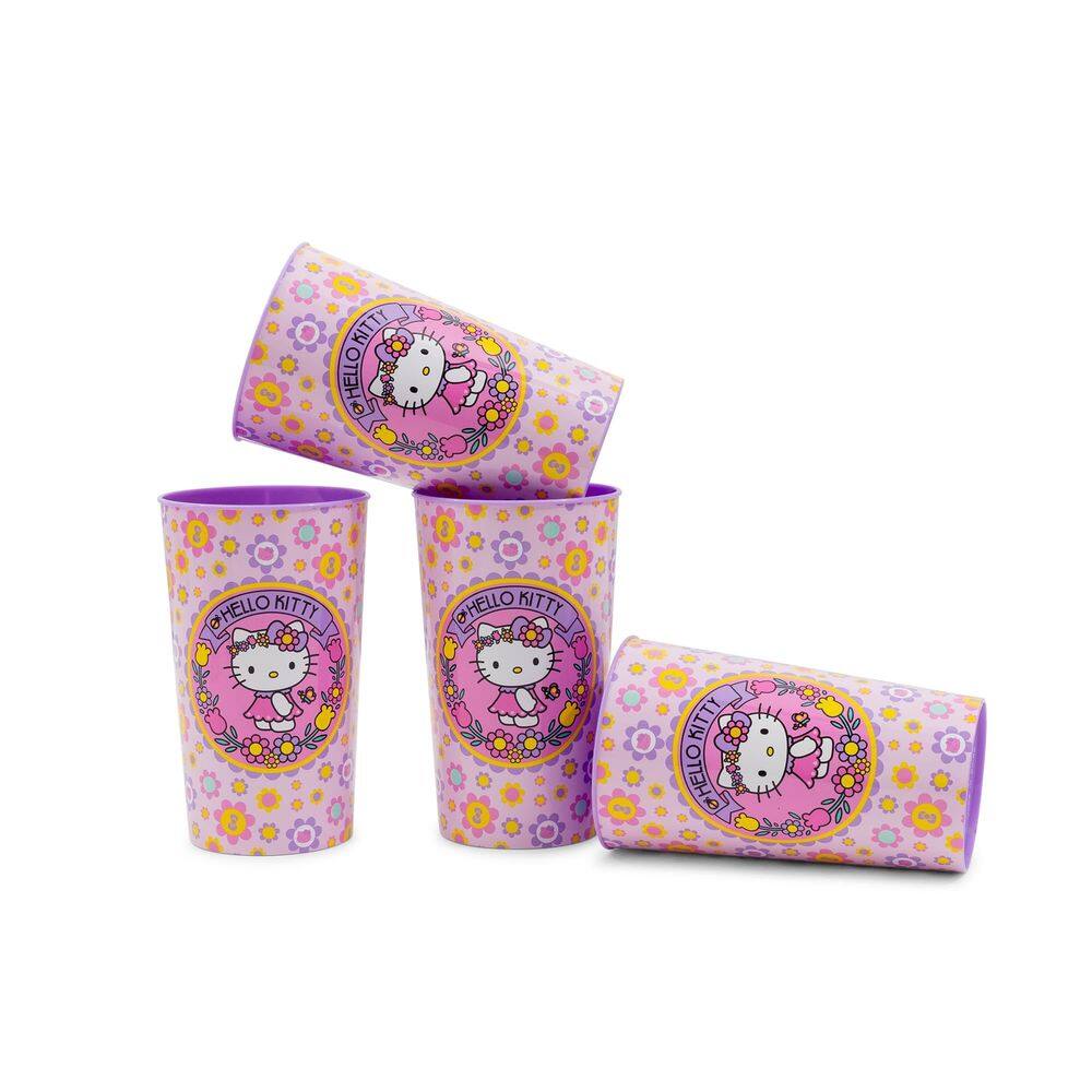 Conjunto de copos Silver Buffalo Sanrio Hello Kitty Flowers x4 650 ml