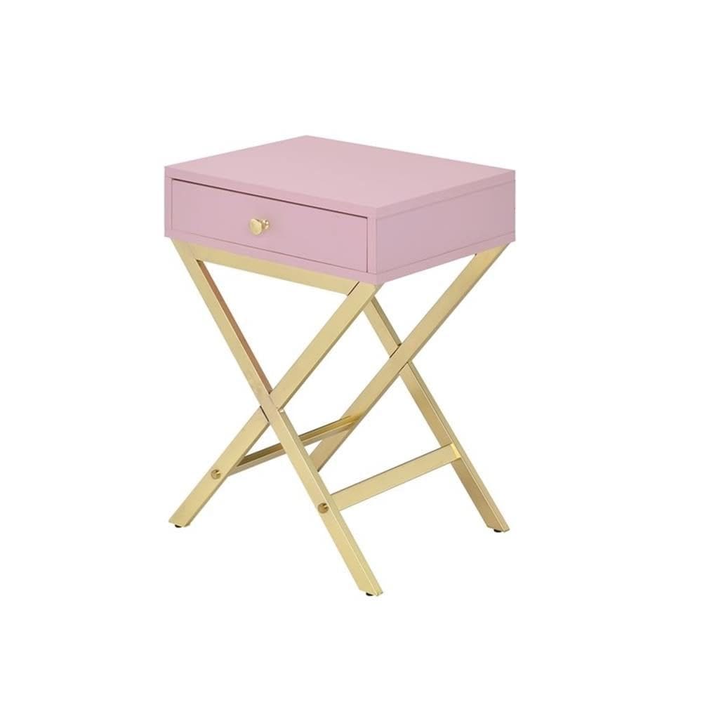 Gaveta de mesa lateral retangular Table Acme Coleen Pink Gold