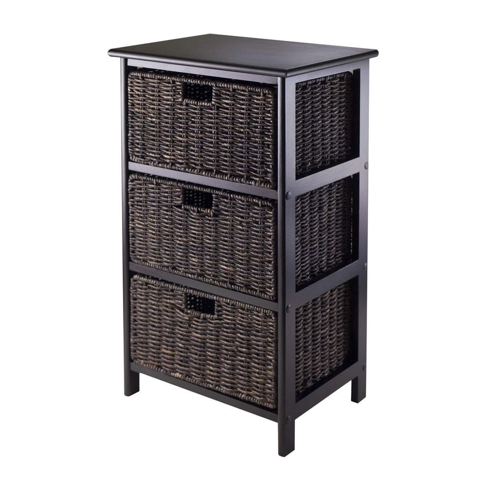 Rack de armazenamento Dresser Winsome Omaha, 3 cestos dobráveis pretos