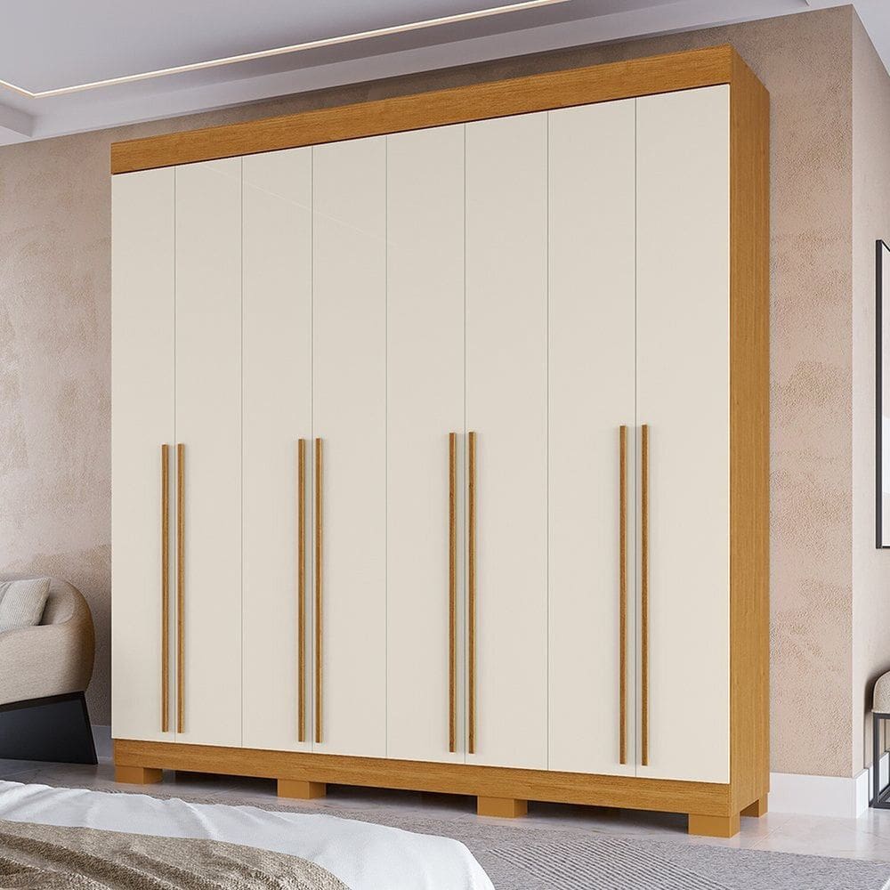 Guarda-roupa Casal 8 Portas 4 Gavetas 218,4cm Azaleia Espresso Móveis Cinamomo/Off White