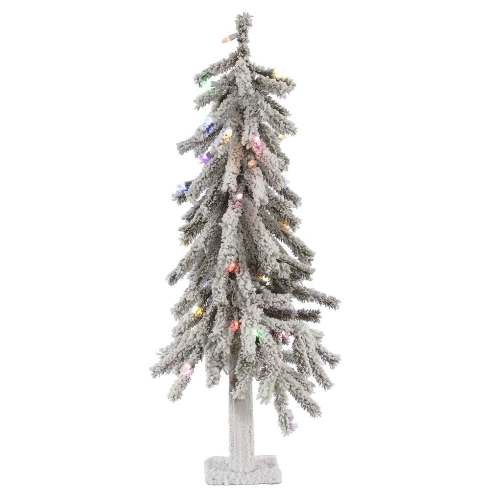 Árvore artificial Vickerman 91 cm flocada, LED multicolorido