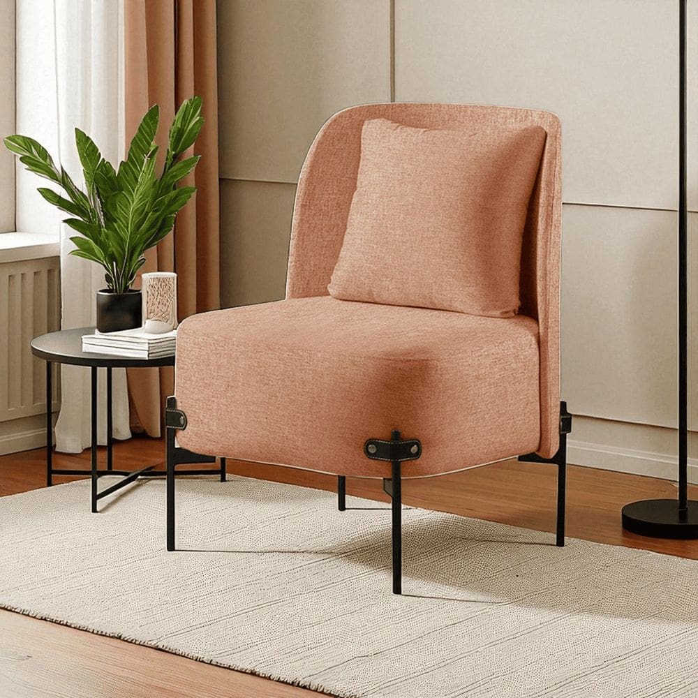 Poltrona para Sala de Estar Madeira Maciça Aurora Luxo Terracota