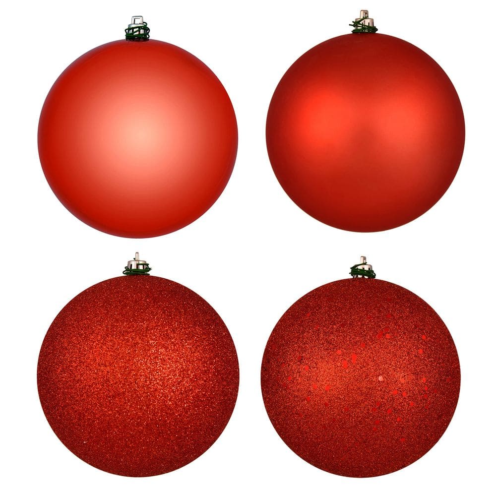 Conjunto de enfeites de bola à prova de estilhaçamento Vickerman de 12 cm, pacote com 4