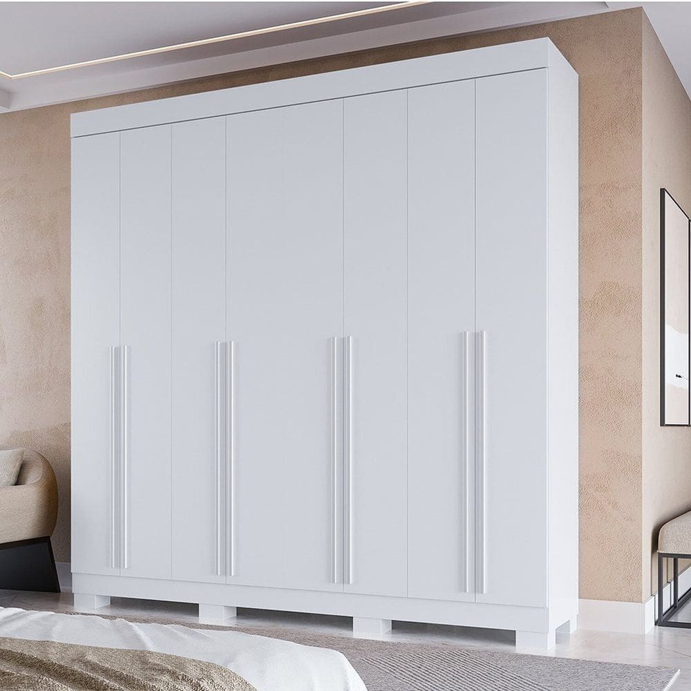 Guarda-roupa Casal 8 Portas 4 Gavetas 218,4cm Azaleia Espresso Móveis Branco
