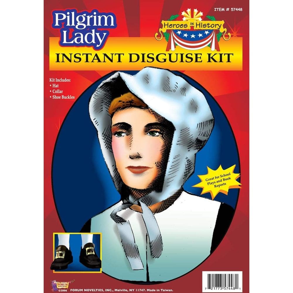 Kit de fantasias Forum Novelties Pilgrim Lady com capô, gola e fivelas de sapato