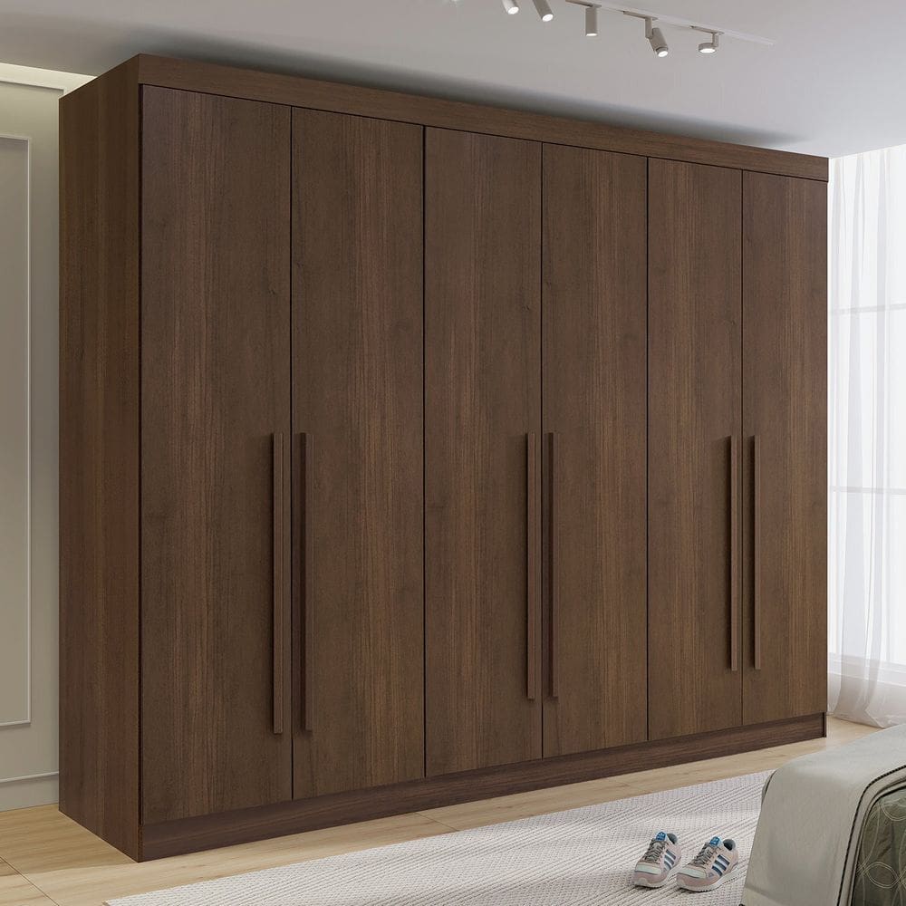 Guarda Roupa Casal 100% Mdf 6 Portas 6 Gavetas Paris Plus Castanho