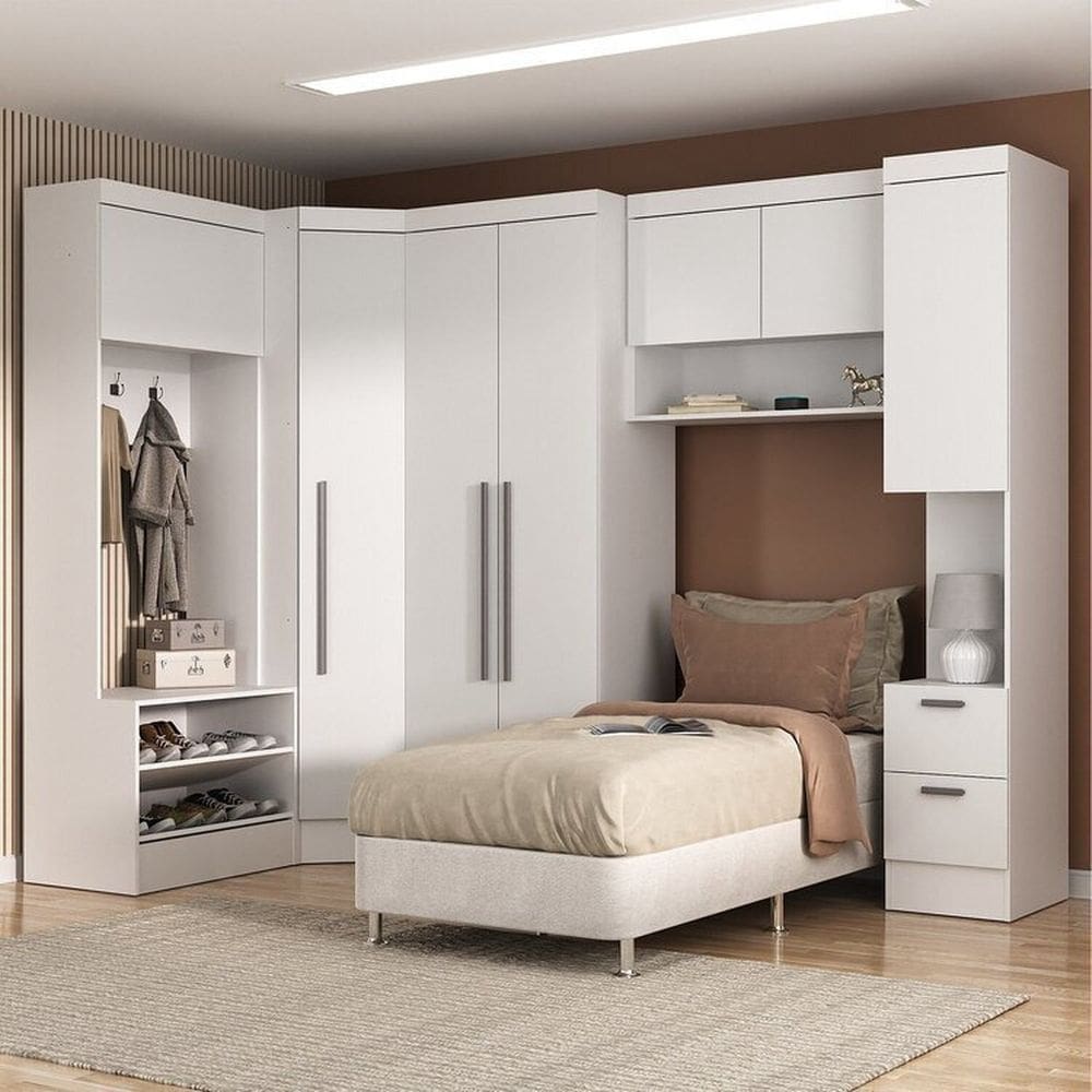 Guarda-roupa Modulado Viena 7 Portas 2 Gavetas5 Peças Espresso Móveis Branco