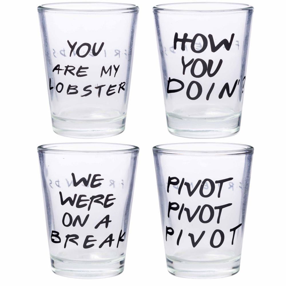 Mini óculos Silver Buffalo Friends Quotes, 45 ml, pacote com 4