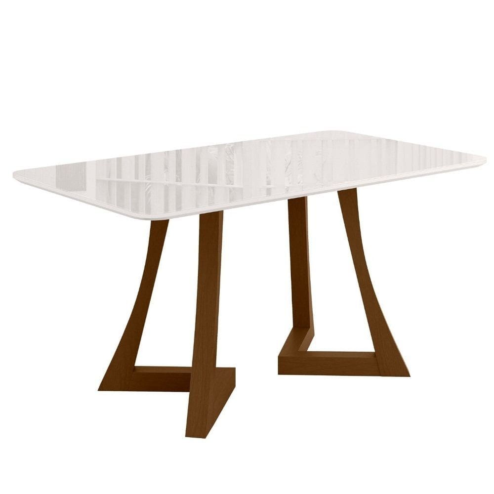 Mesa para Sala de Jantar Vidro 80cm X 90cm Ana Âmbar/Off White