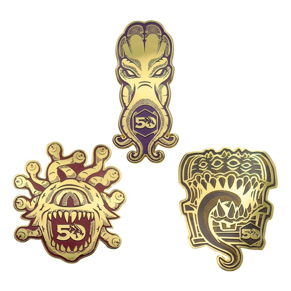 Conjunto 3 do 50º aniversário de Pin Badges Fanattik Dungeons & Dragons