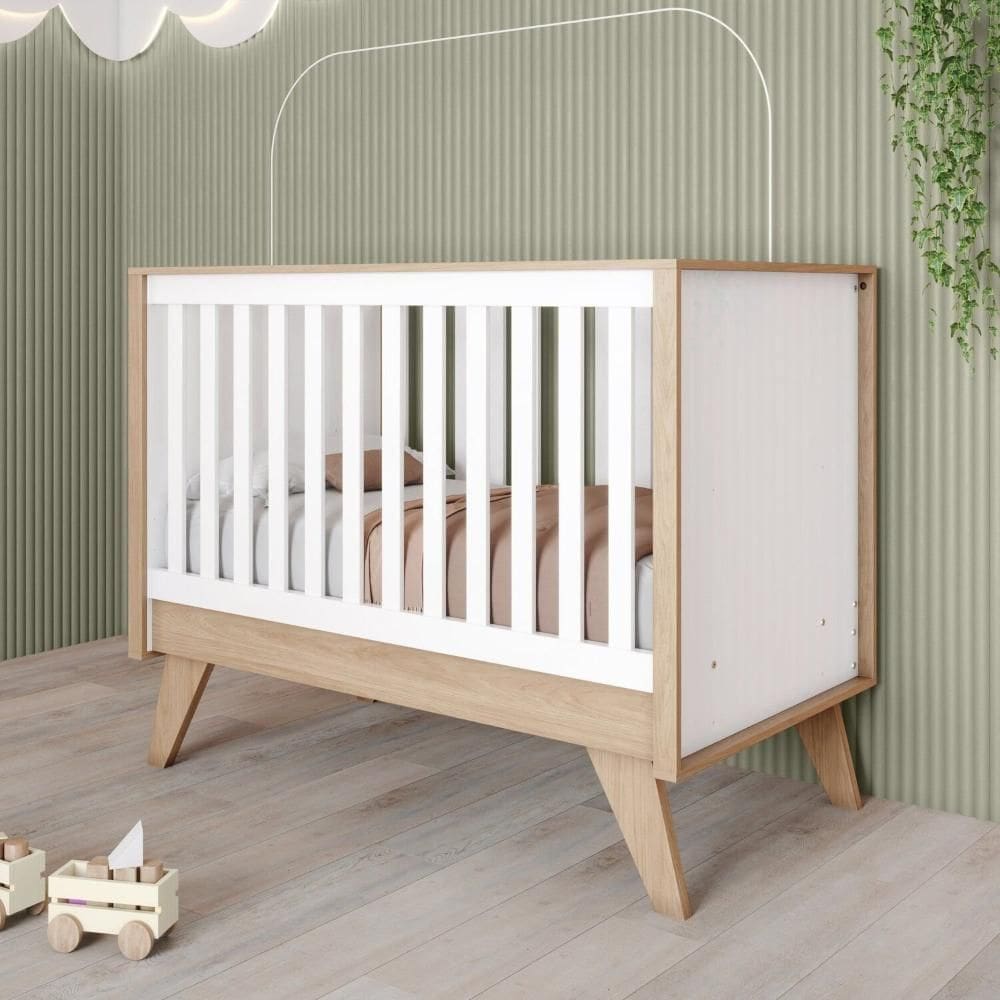 Berço 3 em 1 Mini Cama Noah Espresso Móveis Branco/Jequitibá