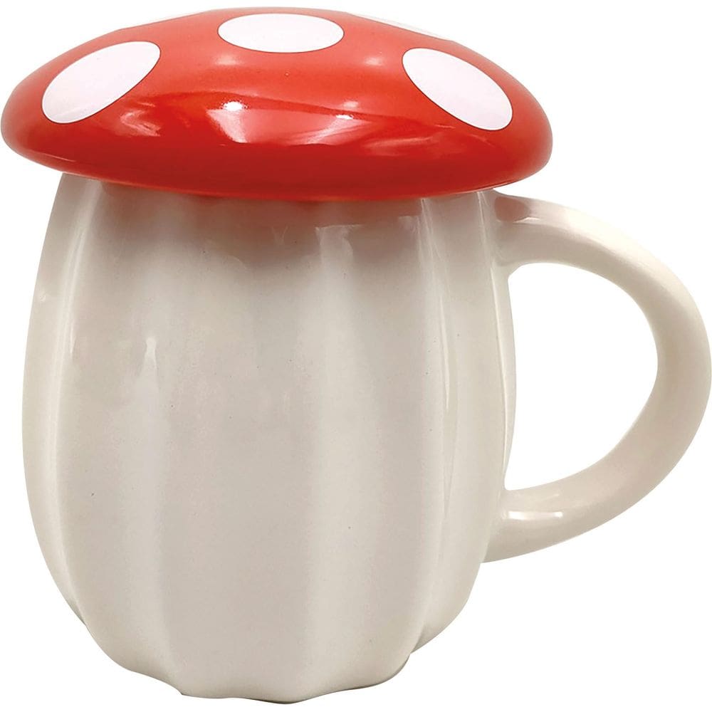 Caneca de cerâmica ICUP em forma de cogumelo com tampa 400mL