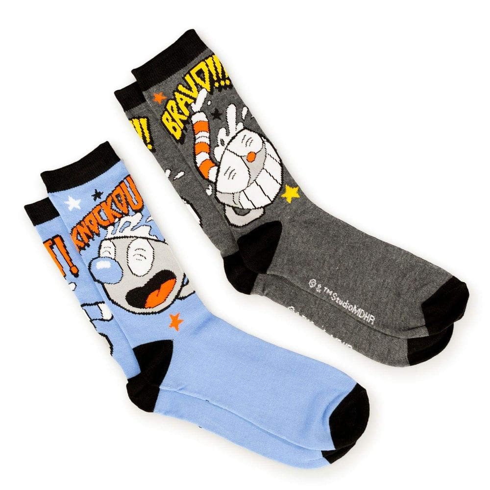 Pacote com 2 meias Hypnotic Cuphead e Mugman para adultos