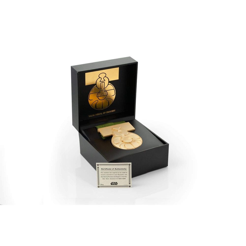 Colar Prop Replica, medalha de Star Wars de Yavin, banhado a ouro