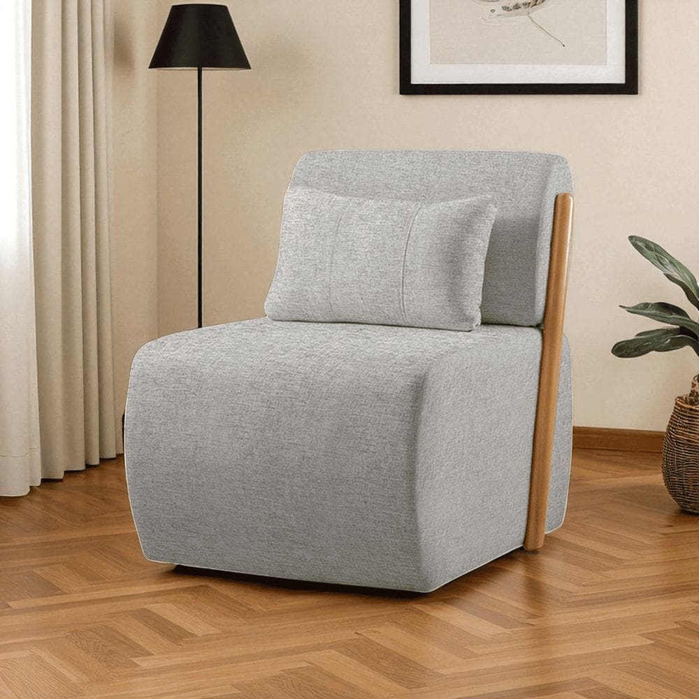 Poltrona para Sala de Estar Madeira Maciça Cecília Luxo Cinza