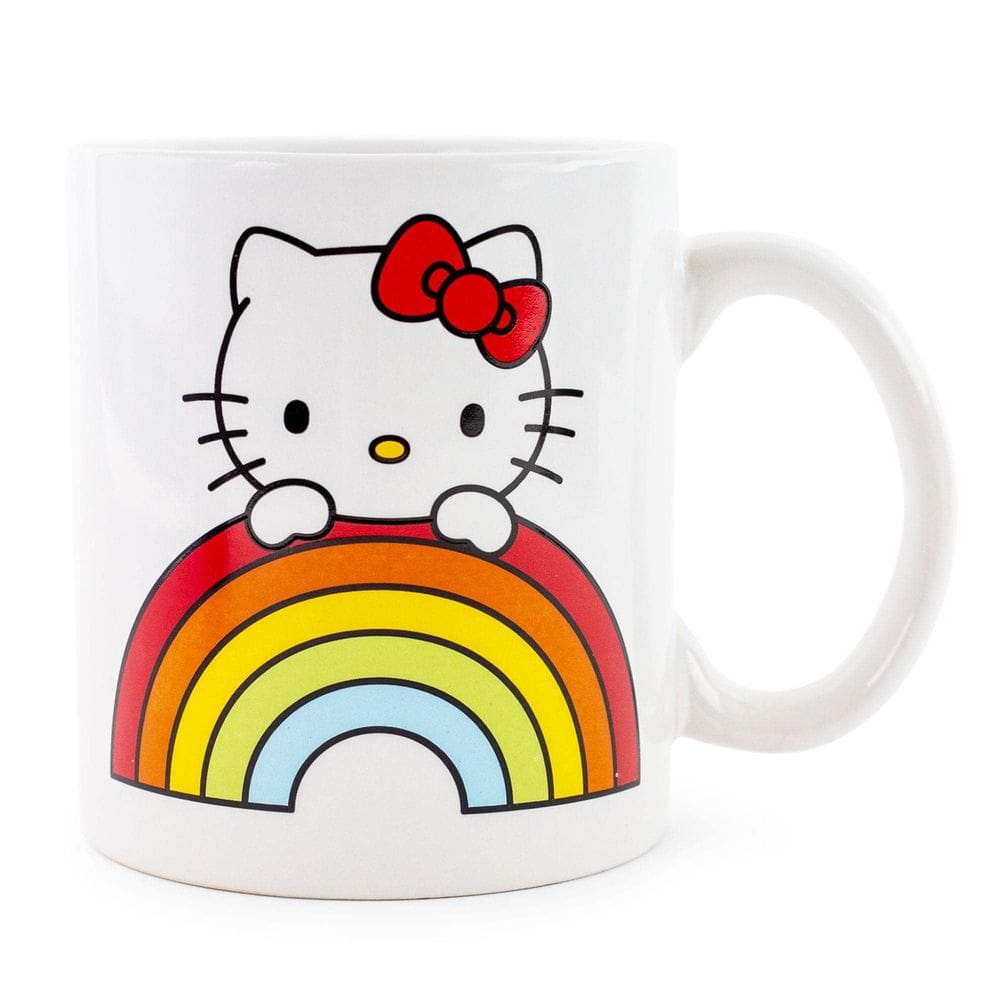 Caneca Prateada Buffalo Sanrio Hello Kitty Rainbow Peek 600ml