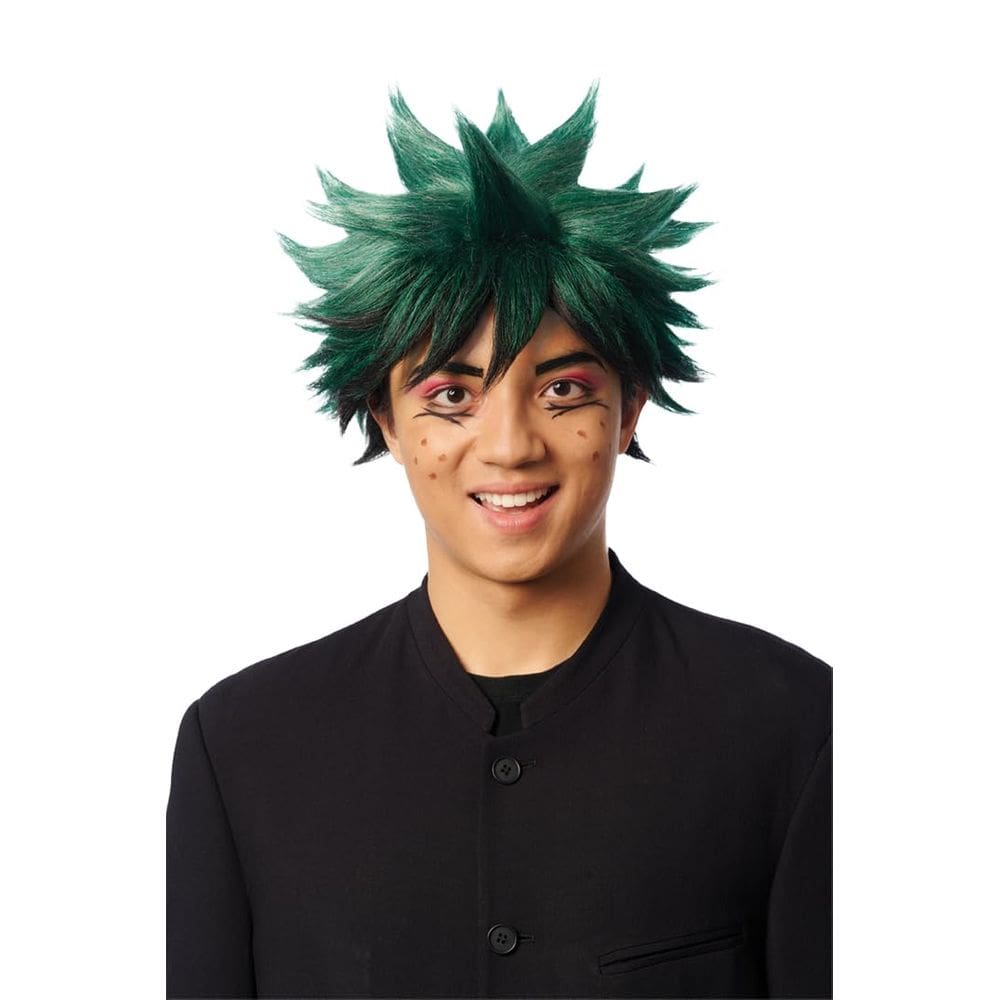 Peruca Costume Culture Anime Hero verde e preta