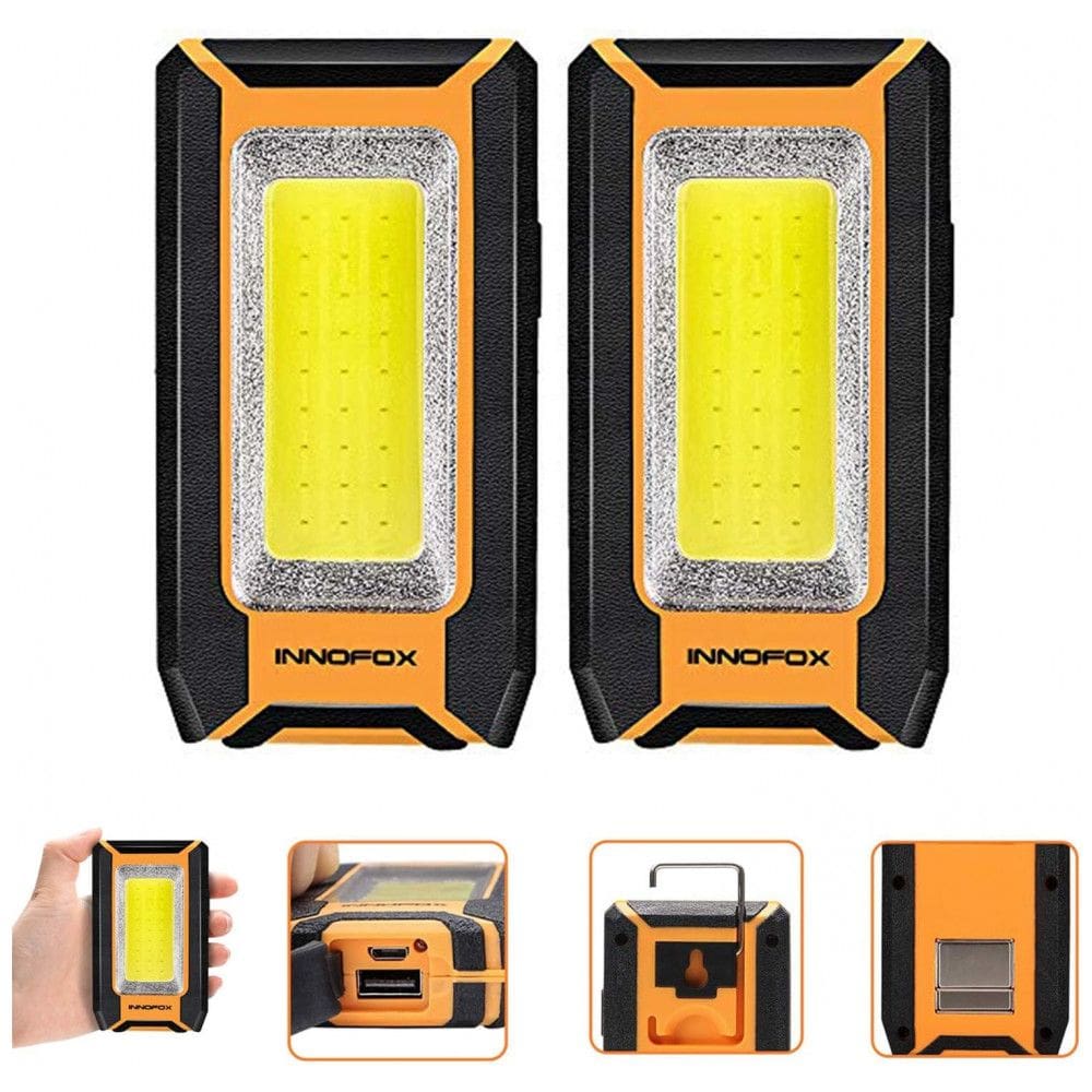 Lanterna Luz de Trabalho LED Portátil Recarregável 3 Modos de Iluminação, INNOFOX, Amarelo