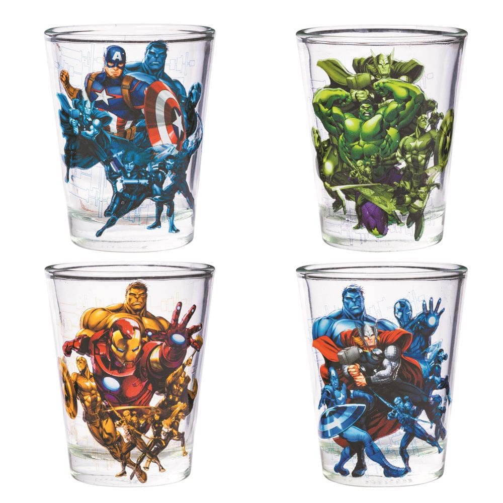 Mini óculos Silver Buffalo Marvel Avengers, pacote com 4, 45 ml