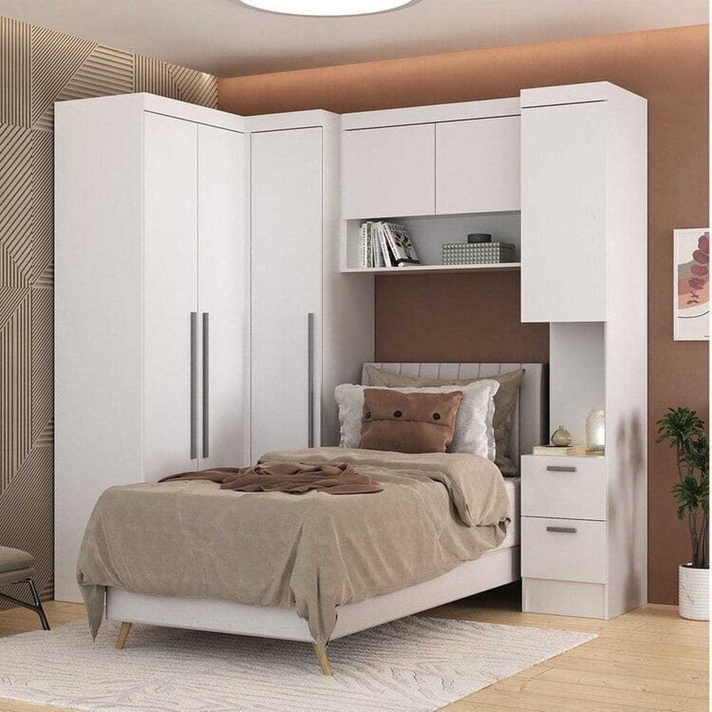 Guarda-Roupa Modulado 6 Portas 6 Gavetas 4 Peças Viena Espresso Móveis Branco