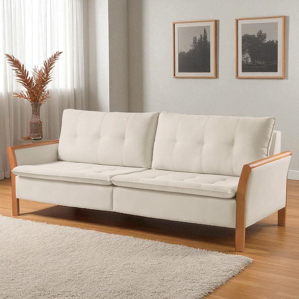 Sofá Fixo Matteo 4 Lugares Luxo 2,40m Castellar Móbile Sintético Off White