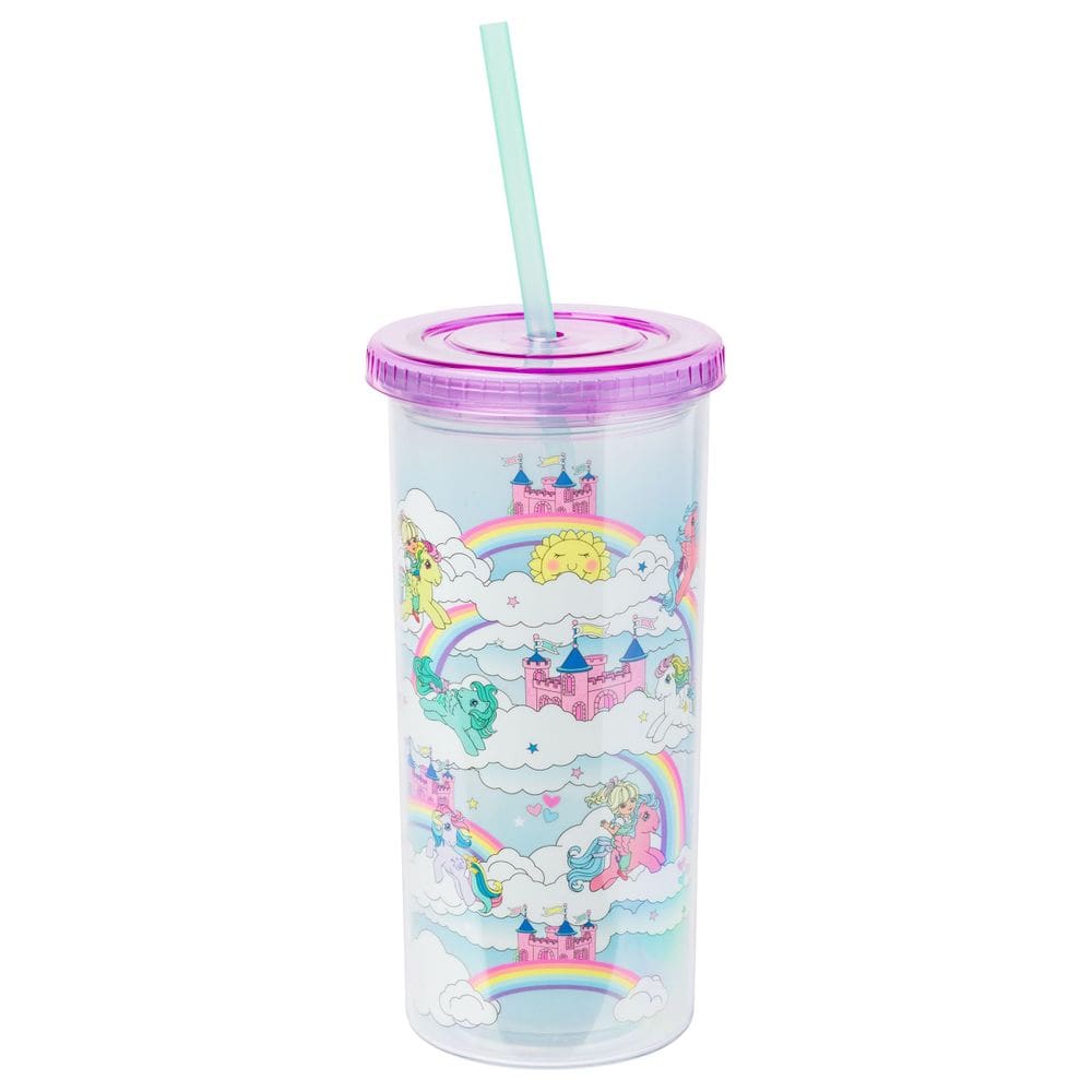 Copo frio Silver Buffalo My Little Pony 590 ml com tampa e canudo