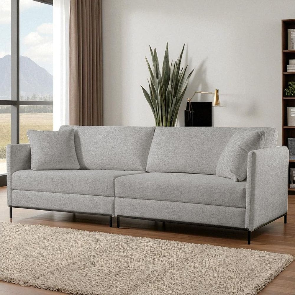 Sofá Fixo Ravi 4 Lugares Luxo 2,70m Castellar Móbile Linho Cappuccino