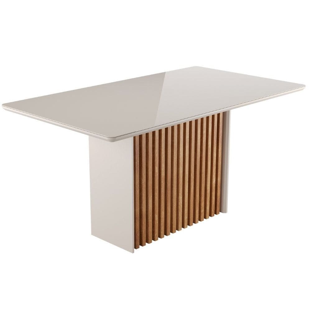 Mesa Jantar Largha 80,5cm X 90 Cm Vidro Cris Mel/Off White