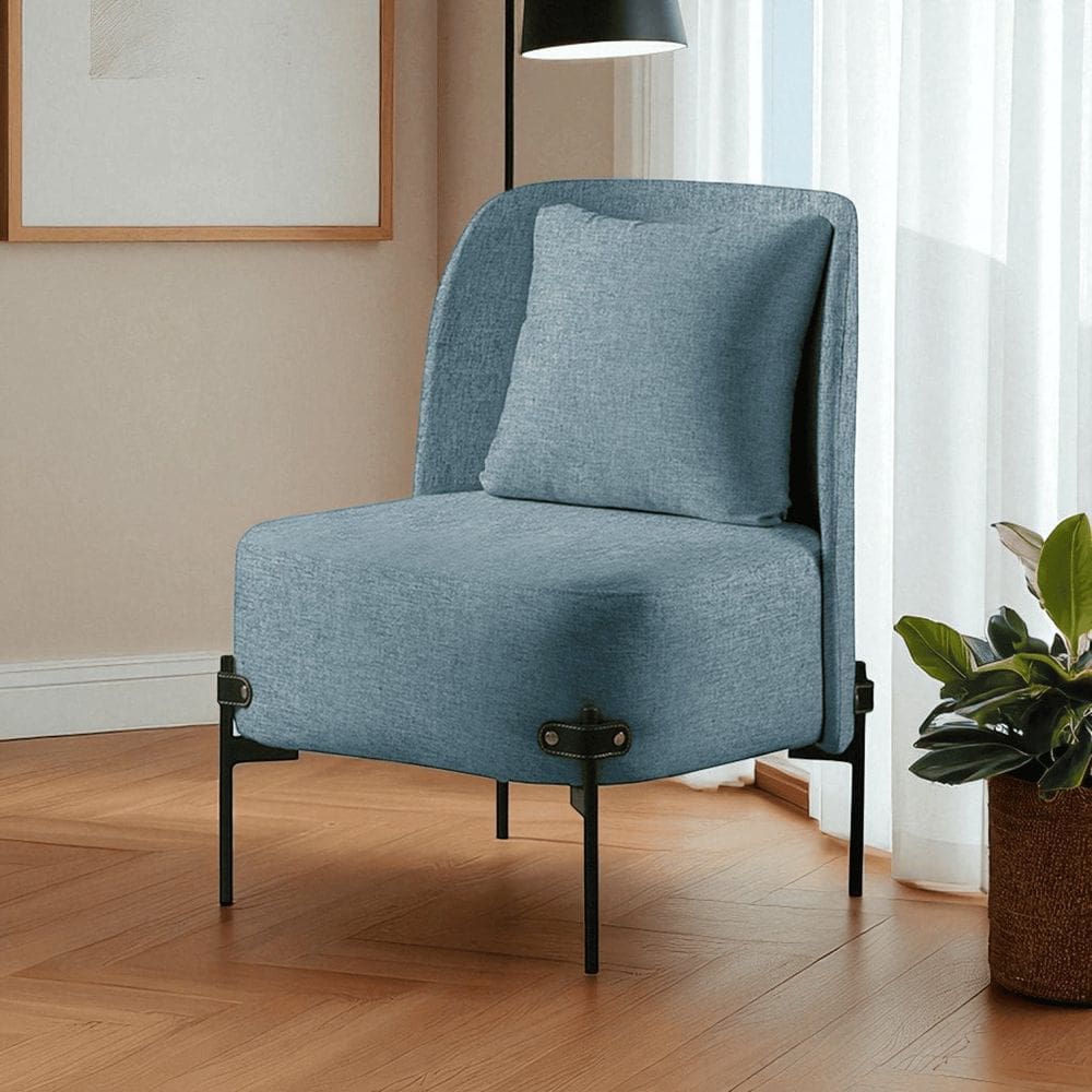 Poltrona para Sala de Estar Madeira Maciça Aurora Luxo Azul