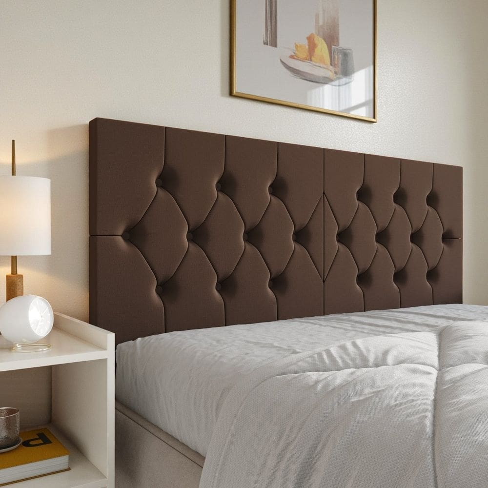 Cabeceira Queen Estofada Capitonê Dobrável Fixação Parede Painel Decorativo Cama Box Design Elegante Confortável