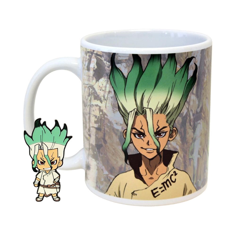 Caneca de café Dr. Stone Just Funky Senku 325 ml com pino de esmalte