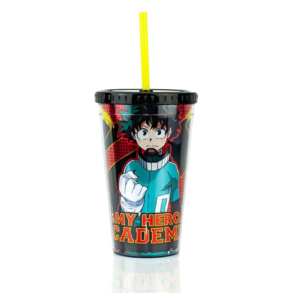 Copo Everenty My Hero Academia de 480 ml sem BPA com tampa e canudo