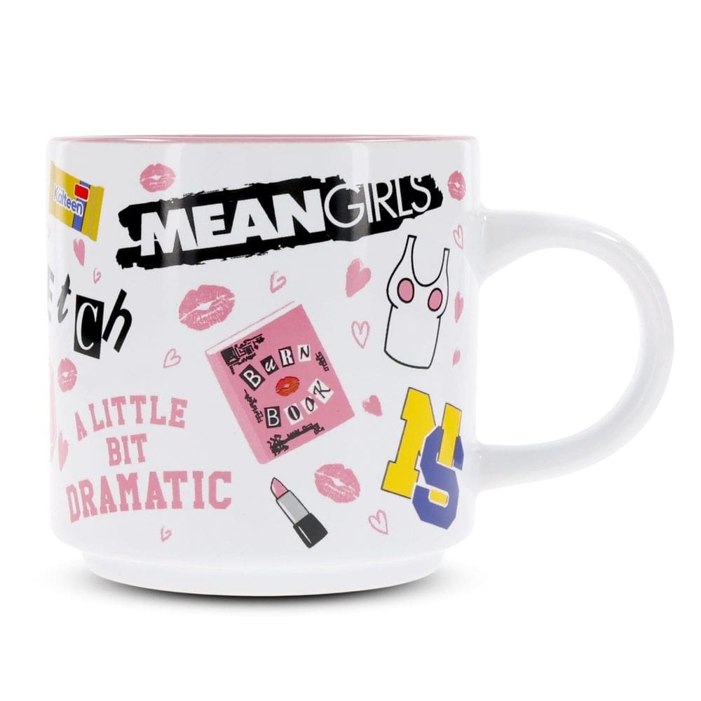 Caneca Silver Buffalo Mean Girls Icons empilhável 380 ml