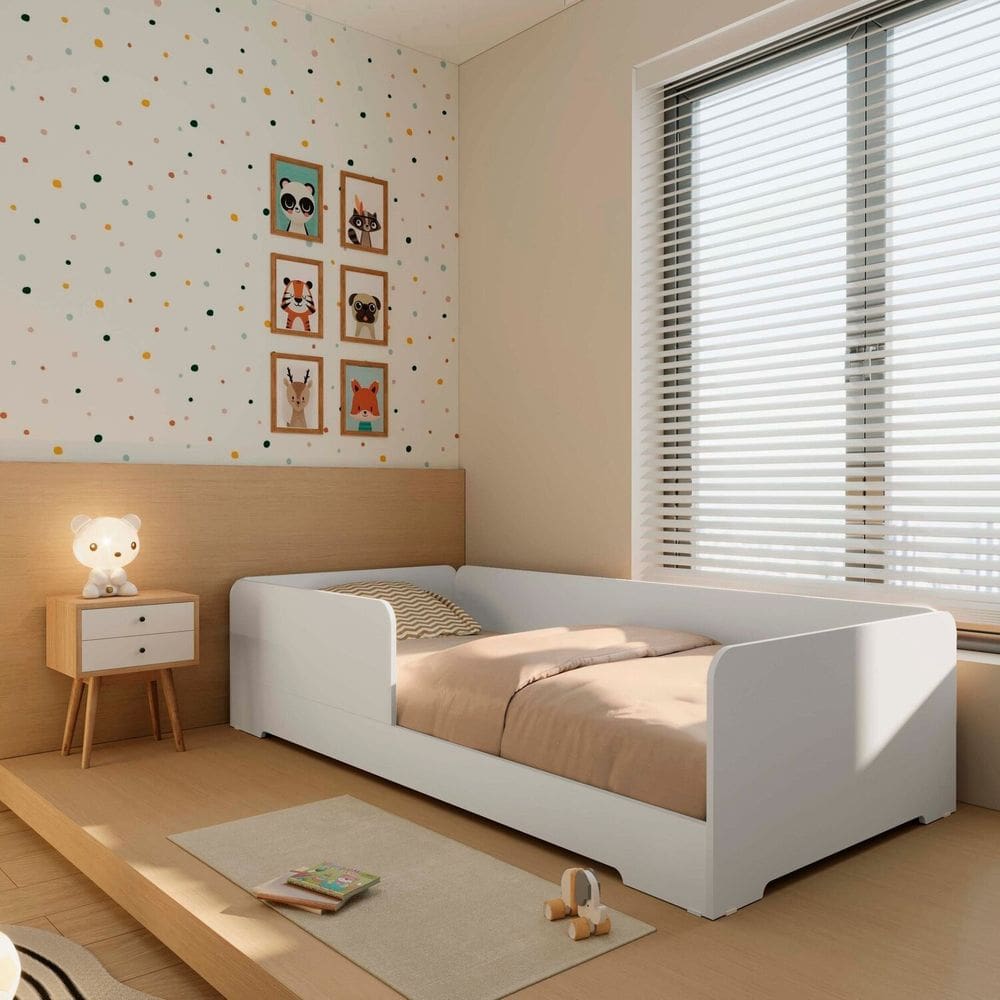 Cama Infantil de Solteiro Montessoriana em 100% Mdf Premium Mark Branco TX