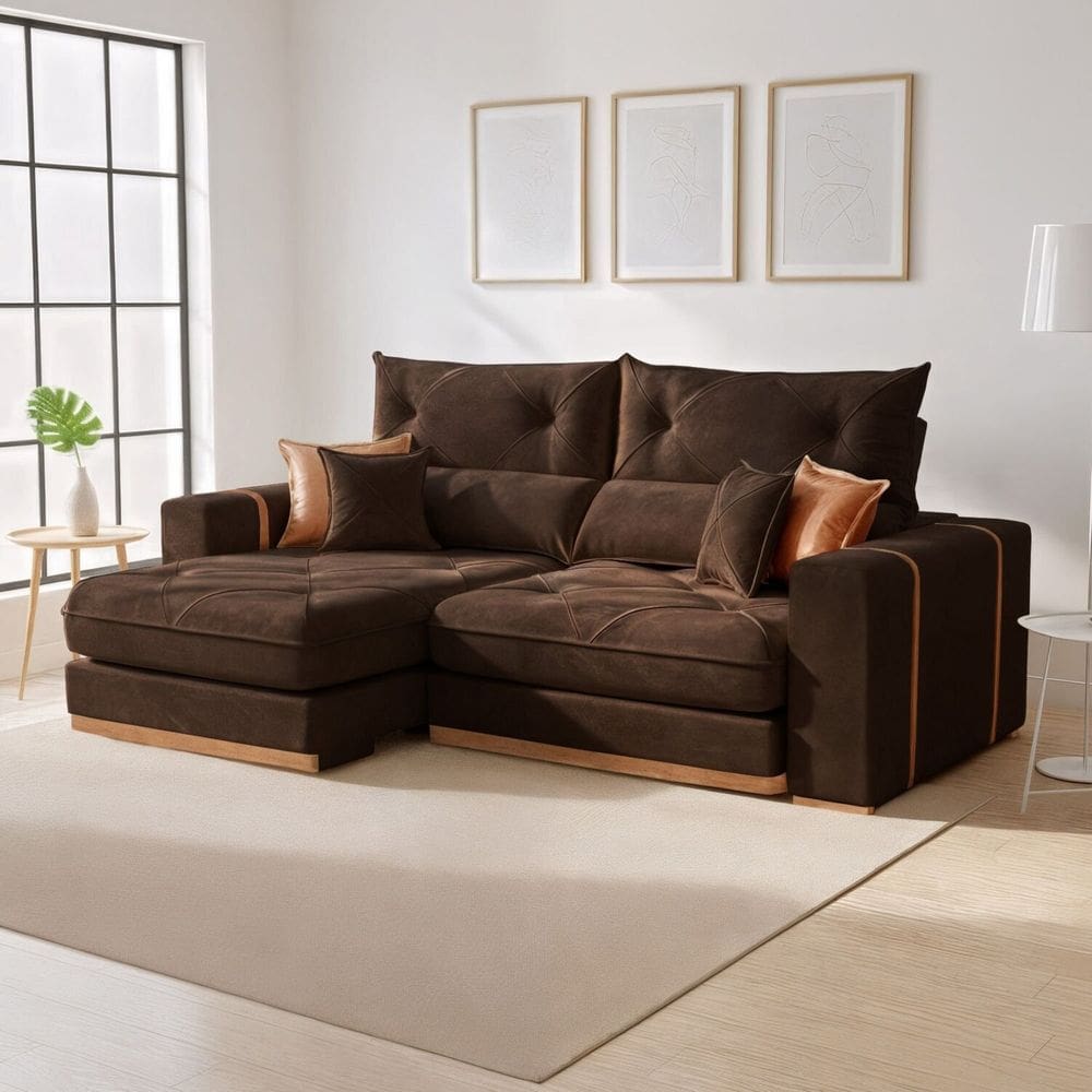 Sofá Retrátil e Reclinável 3 Lugares 230cm Columbia Marrom