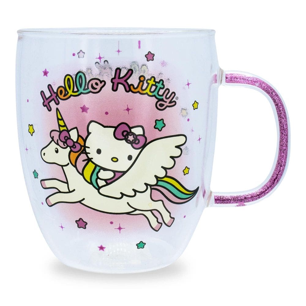 Caneca de vidro Silver Buffalo Sanrio Hello Kitty Unicorn 414ml