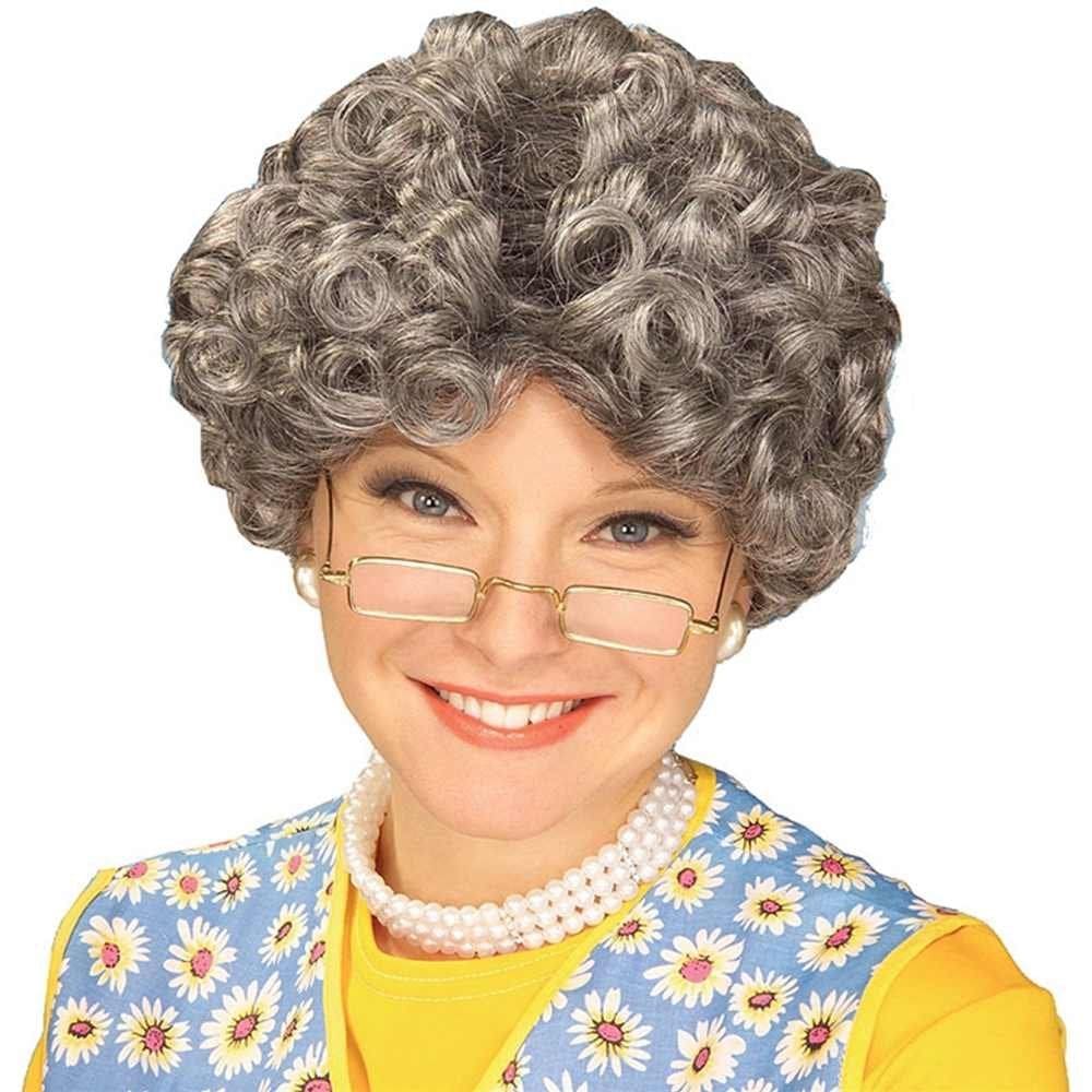 Fantasia de peruca Rubies Yo Momma Curly Grey para mulheres
