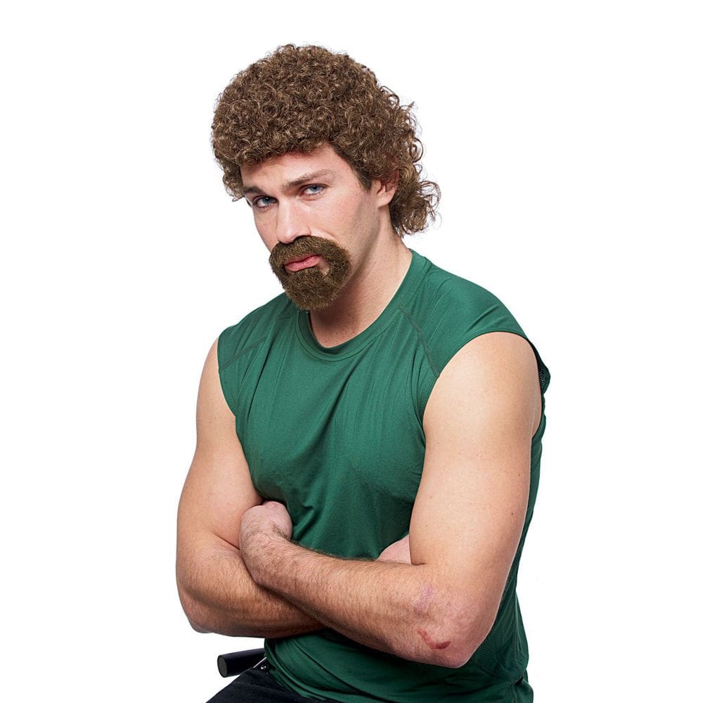 Custume Culture Masculino Kenny Goatee e Peruca Marrons Tamanho Único