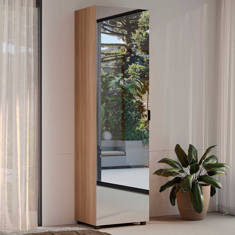 Sapateira 60cm com Espelho Versa Home Branco/Freijó