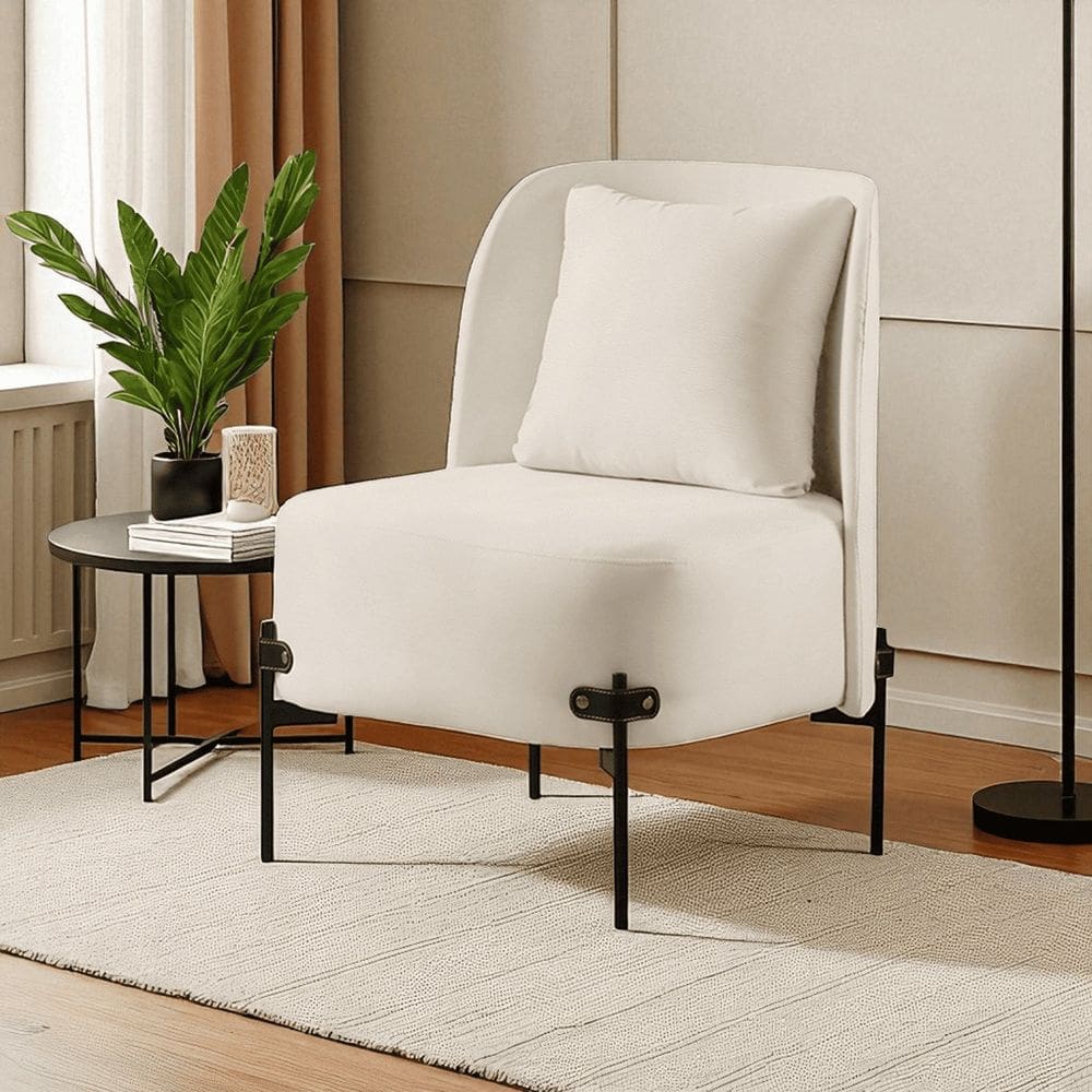 Poltrona para Sala de Estar Madeira Maciça Aurora Luxo Off White