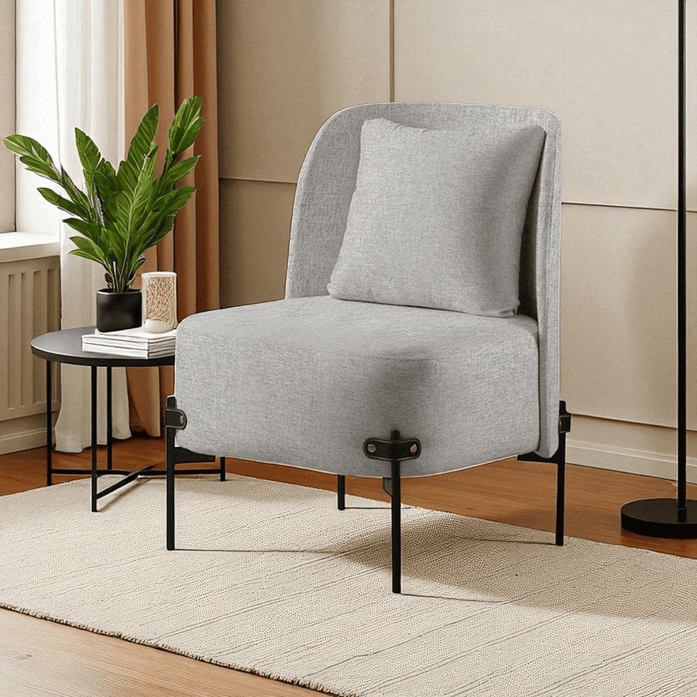 Poltrona para Sala de Estar Madeira Maciça Aurora Luxo Cinza