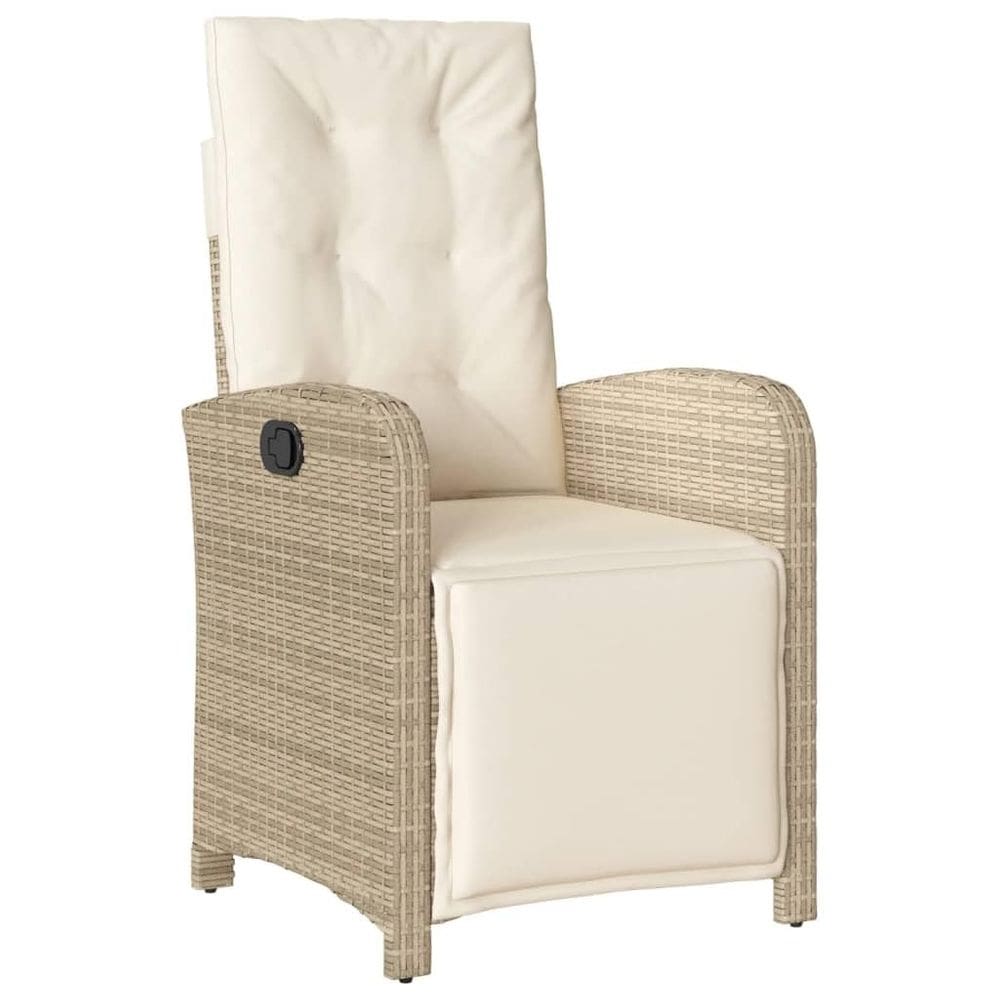 Cadeira reclinável de jardim vidaXL com apoio para pés PE Rattan Beige