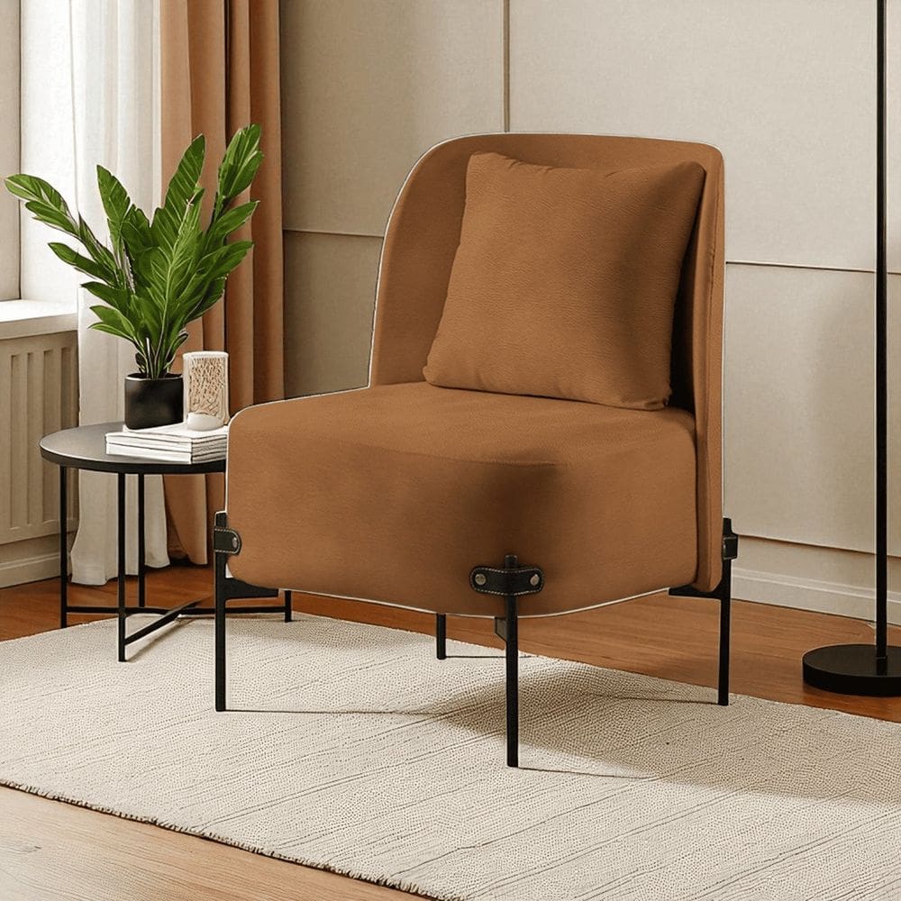 Poltrona para Sala de Estar Madeira Maciça Aurora Luxo Caramelo