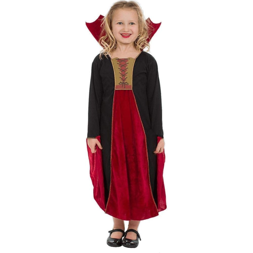 Fantasia: vestido gótico de vampira para crianças, tamanho médio 7-9