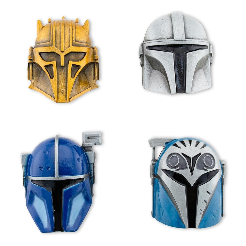 Conjunto de pinos STAR WARS The Mandalorian, capacete de metal 3D de 4 peças