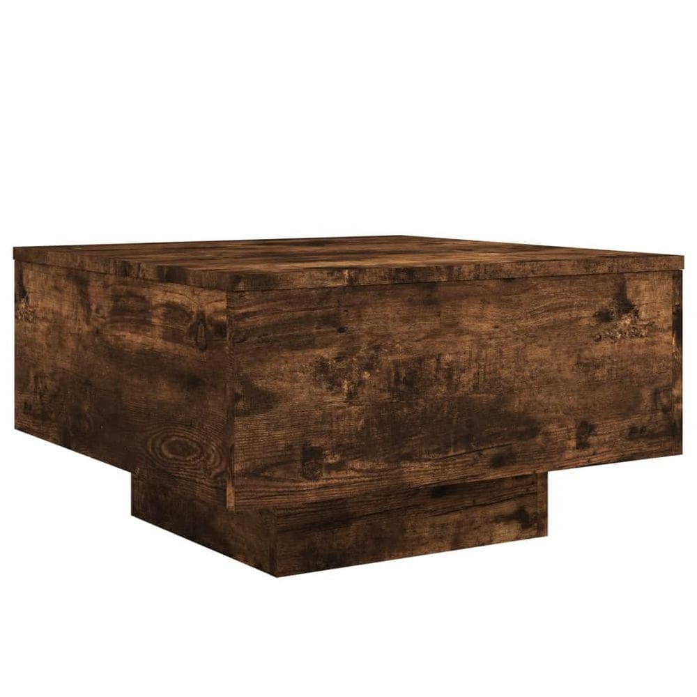 Mesa de café vidaXL Modern com luzes LED em carvalho defumado 55x55x31cm