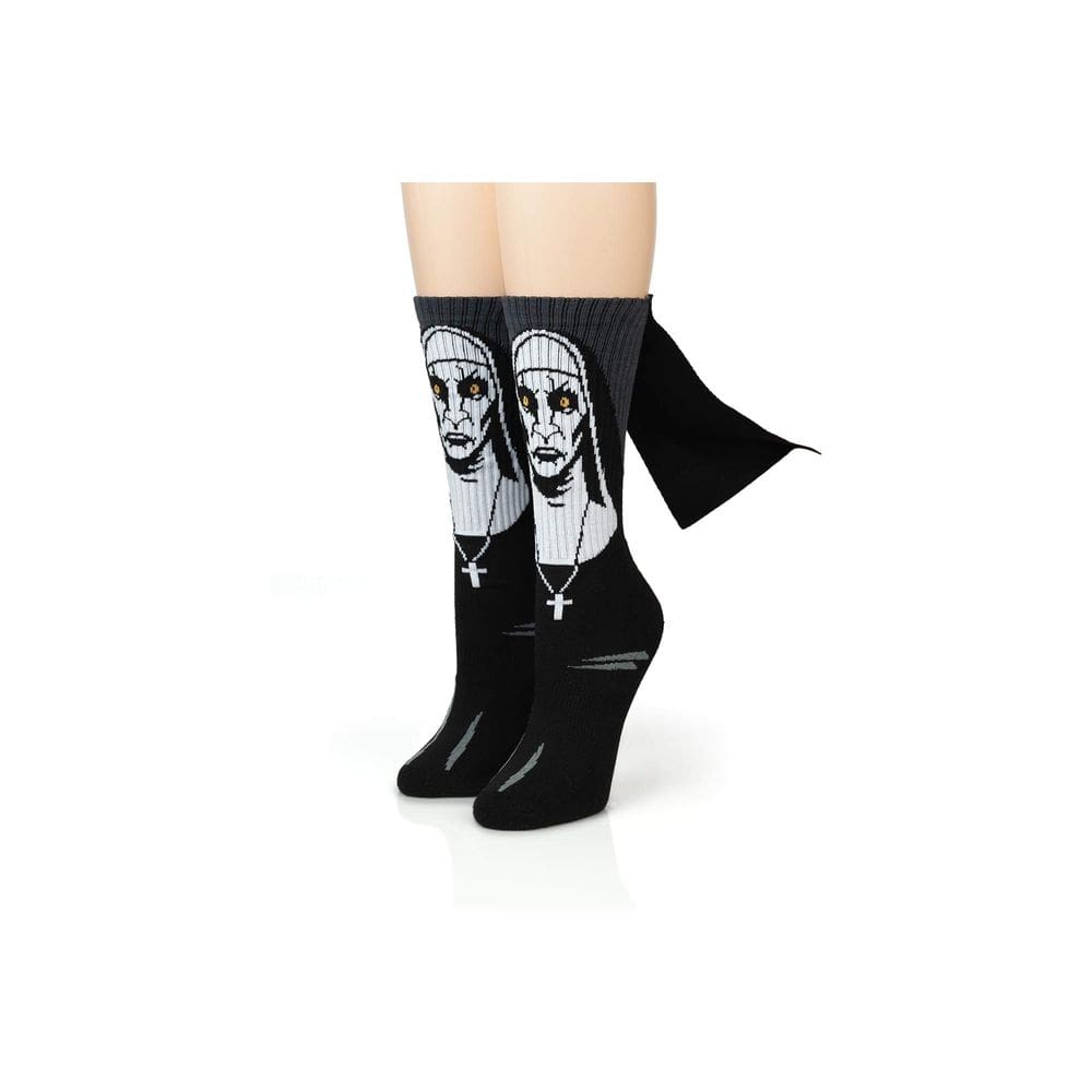 Meias redondas Honbeanify The Nun Valac impressas em 3D unissex pretas