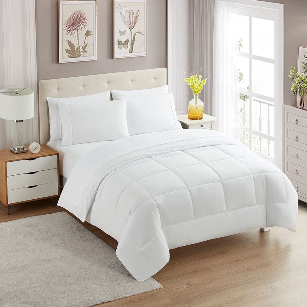 Conjunto de edredom Sweet Home Collection Twin XL branco 7 peças
