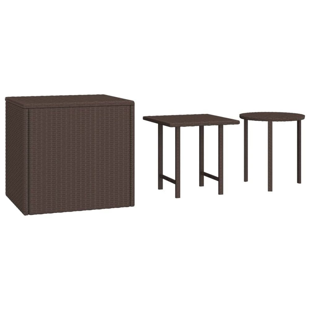 Mesas laterais vidaXL Poly Rattan 3 peças marrons para ambientes internos/externos